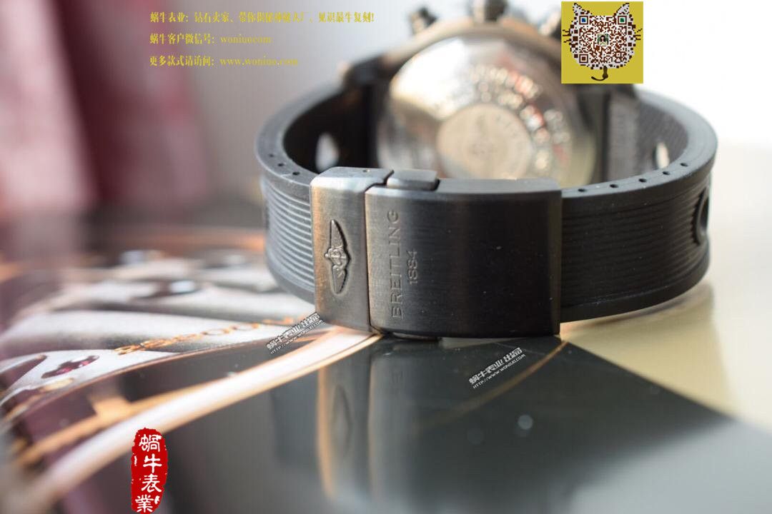 【实物图鉴赏】NOOB厂1:1复刻手表之百年灵复仇者系列黑钢表壳黑色表盘橡胶表带腕表 / BL015.0