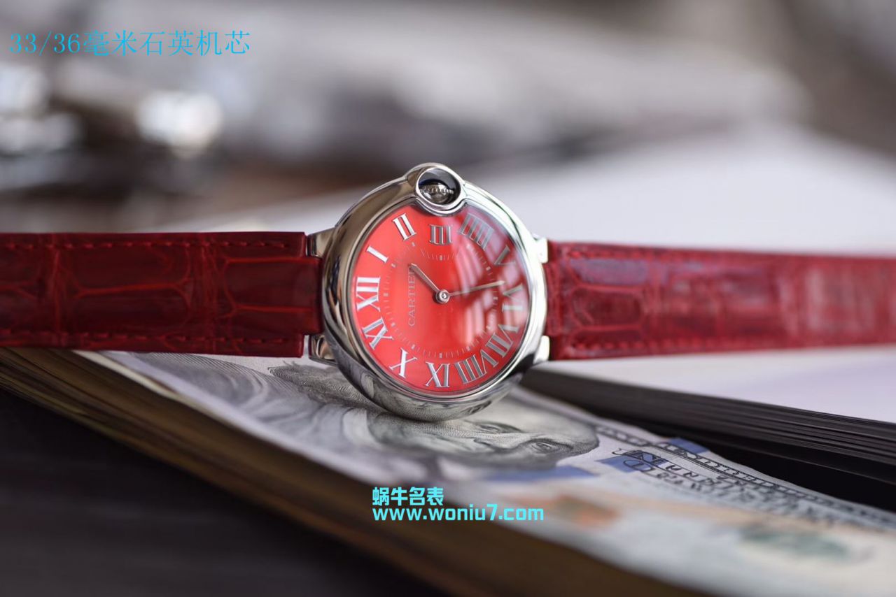 【V6一比一超A高仿手表】卡地亚蓝气球系列WSBB0022女士33毫米机械中国红特别版腕表 / K147