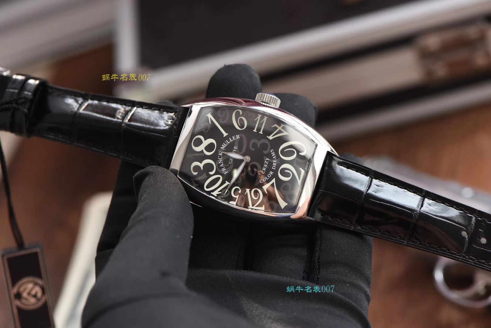 【台湾厂一比一精仿法兰克穆勒手表】法穆兰CRAZY HOURS 系列 8880 CH 白金表壳白色时标黑盘腕表 / FL039
