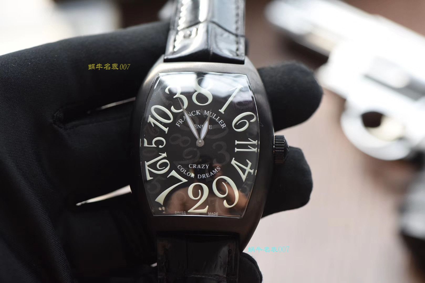 【台湾厂一比一精仿法兰克穆勒手表】法穆兰CRAZY HOURS 系列 8880 CH 白金表壳白色时标黑盘腕表 / FL039