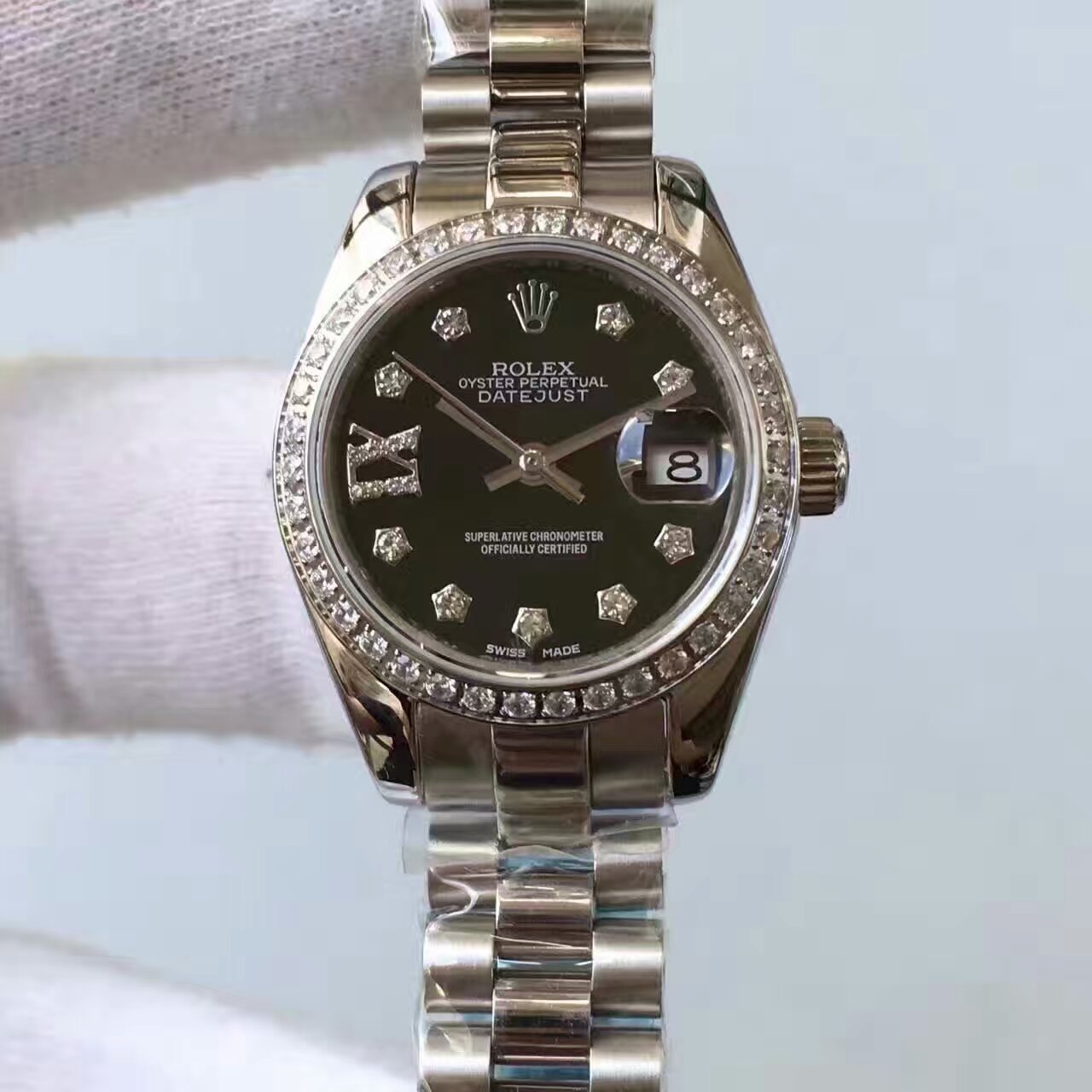 【台湾厂一比一复刻手表】劳力士女装日志型系列黑色表盘腕表