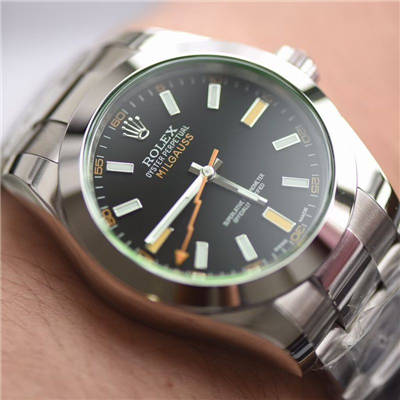 【DJ一比一超A顶级克隆手表】劳力士MILGAUSS系列116400-GV-72400黑盘腕表(绿玻璃闪电)