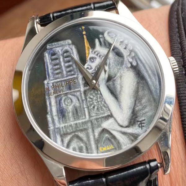 FL珐琅厂百达翡丽5077P高仿手表微绘珐琅系列腕表巴黎圣母院的石制怪兽