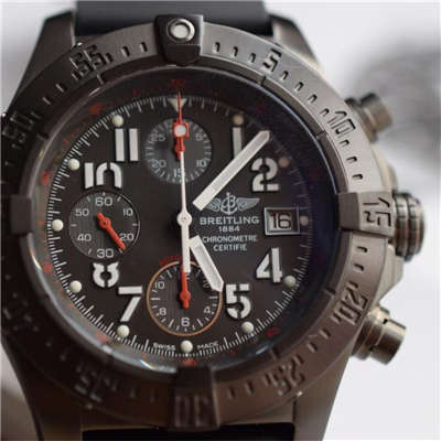 【实物图鉴赏】NOOB厂1:1复刻手表之百年灵复仇者系列黑钢表壳黑色表盘橡胶表带腕表