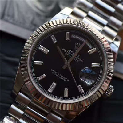 【台湾厂一比一超A高仿手表】劳力士星期日历型系列228239黑色表盘钻钉腕表