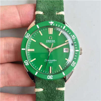 【台湾厂顶级复刻手表】欧米茄OMEGA海马复古系列120绿盘腕表