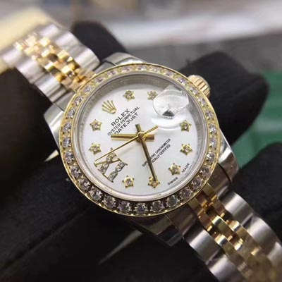 【SY一比一超A高仿手表】劳力士女装日志型系列白色镶钻表盘女士腕表