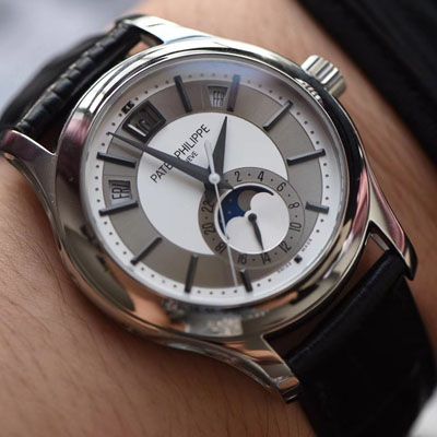【GR厂复刻百达翡丽手表价格】PATEK PHILIPPE复杂功能计时系列5205G-001 白金腕表