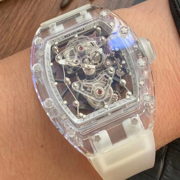 【视频评测】EUR厂理查德米勒陀飞轮RM056，RM 56-02雪琉璃全透明超A复刻手表